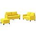 Set Di Divani 3 Pz Con Cuscini Giallo Chiaro In Tessuto - Foto miniatura 2