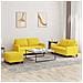 Set Di Divani 3 Pz Con Cuscini Giallo Chiaro In Tessuto - Foto miniatura 1