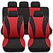 Coprisedili Auto Universali Modello Ls06, Set Anteriori E Posteriori, Tessuto Poliestere, Colore Rosso - Foto miniatura 1
