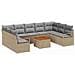 Set Divano da Giardino  con Cuscini Beige Rattan Policotton Acacia 10 Pezzi, Divano da Giardino con Cuscini Beige Poly Rattan da 2 Posti - Foto miniatura 1