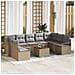 Set Divano da Giardino  con Cuscini Beige Rattan Policotton Acacia 10 Pezzi, Divano da Giardino con Cuscini Beige Poly Rattan da 2 Posti - Foto miniatura 2