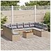 Set Divano da Giardino  con Cuscini Beige Rattan Policotton Acacia 10 Pezzi, Divano da Giardino con Cuscini Beige Poly Rattan da 2 Posti - Foto miniatura 3
