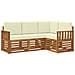 Set divani 4 pcs Naturale e Crema Legno di Acacia Massello - Foto miniatura 1