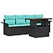 Set Divano da Giardino con archiviazione 5 pcs Nero Poly Rattan - Foto miniatura 1