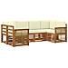 Set divano sezionale con cuscino 5 pcs Naturale e Crema - Foto miniatura 1