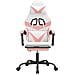 Sedia da Gaming Girevole Poggiapiedi Bianca e Rosa Similpelle - Foto miniatura 7