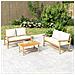 Panca Da Giardino Con Cuscini Bianco Crema In Bambù - Foto miniatura 5