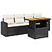 Set Divani da Giardino 5 pz con Cuscini in Polyrattan Nero - Foto miniatura 1