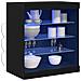 Sideboard con luci LED in rovere nero 60,5x37x67 cm - Foto miniatura 3