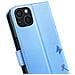 Custodia A Portafoglio Per Iphone 15 Premium Design Fiori Farfalla, Blu Chiaro - Foto miniatura 4