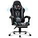 Sedia Da Gaming Sedia Da Computer Ergonomica Con Poggiapiedi, Supporto Lombare, Poggiatesta, Rotazione A 360° E Schienale Alto, Grigio - Foto miniatura 1
