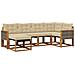 Set di divani da esterno con cuscino 6 pcs Naturale e Beige - Foto miniatura 1