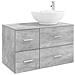 Set di mobili per il bagno 2 pz Grigio Cemento - Foto miniatura 1