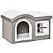 Casetta per Gatti da Interno con 2 Entrate e Finestra, Cuscino e Base Antiscivolo, 63.5x37x40cm - Bianco /Grigio - Foto miniatura 1