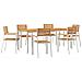 Set da pranzo da giardino  7 pezzi in legno massello di acacia, Tavolo da pranzo all'aperto  200x90x74.5 cm in legno massello di acacia, Sedie da giardino impilabili  2 pz in legno massello di acacia e acciaio, Sedie da giardino impilabili  4 pz in legno  - Foto miniatura 1
