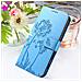 Custodia A Portafoglio Per Iphone 16 Pro Premium Design Fiori Farfalla, Blu Chiaro - Foto miniatura 3