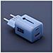 Caricabatterie Da Casa Originale Gan 33w Pd 1x Usb-a 1x Usb-c Fino A 33w Blu Per Smartphone - Foto miniatura 3