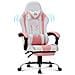 Sedia Da Gaming Sedia Da Computer Ergonomica Con Poggiapiedi, Supporto Lombare, Poggiatesta, Rotazione A 360° E Schienale Alto, Rosa - Foto miniatura 1