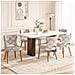 Set di 2 Sedie da Pranzo - Sedie Imbottite con Schienale Alto Stile Club, Rivestimento Jacquard, per Sala da Pranzo, Cucina e Soggiorno - Foto miniatura 7
