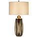 Lampada Da Tavolo Grande 1 Luce, Ceramica Bronzo, Paralume Perla, Attacco E27 - Foto miniatura 1