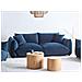 Divano 3 Posti Luvos Velluto Blu Scuro - Foto miniatura 1