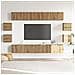 Set Mobile Tv 8 Pz Montato A Parete Rovere In Legno Multistrato - Foto miniatura 3