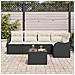 Set di divani da giardino  da 5 pezzi con cuscini in polyrattan marrone, Divano da giardino  a 2 posti con spazio di stoccaggio e cuscini in polyrattan nero - Foto miniatura 3