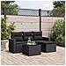 Set Divani da Giardino 5 pz con Cuscini in Polyrattan Nero - Foto miniatura 2
