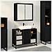 Mobiletto per specchio da bagno Rovere nero 65 x 20 x 60 cm - Foto miniatura 2