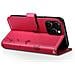 Custodia A Portafoglio Per Iphone 16 Pro Design Premium Fiori Farfalla, Rosso - Foto miniatura 3