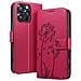 Custodia A Portafoglio Per Iphone 16 Pro Design Premium Fiori Farfalla, Rosso - Foto miniatura 1