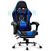 Sedia Da Gaming Sedia Da Computer Ergonomica Con Poggiapiedi, Supporto Lombare, Poggiatesta, Rotazione A 360° E Schienale Alto, Blu - Foto miniatura 1
