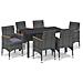 Set Da Pranzo Per Giardino 7 Pz Con Cuscini Polyrattan Grigio - Foto miniatura 1