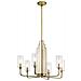 Lampadario Contemporaneo Kimrose Acciaio Ottone Spazzolato Vetro 6 Luci E14 - Foto miniatura 1