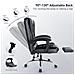 Sedia Da Ufficio - Sedia Ufficio Con Poggiapiedi Telescopico - Poltrona Girevole - Sedia Da Scrivania Per Computer - Schienale Oscillante - Altezza Regolabile - Braccioli Imbottiti - Nero - Foto miniatura 2