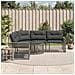 Divano Da Giardino A L Con Cuscini E Pouf Grigio In Polyrattan - Foto miniatura 1