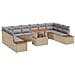 Set da Pranzo da Giardino da 11 Pezzi con Cuscini Beige in Rattan Poly Acacia - Foto miniatura 1
