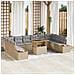 Set da Pranzo da Giardino da 11 Pezzi con Cuscini Beige in Rattan Poly Acacia - Foto miniatura 3