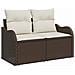 Set di Divani da Giardino  da 5 Pezzi con Cuscini in Polyrattan Marrone, Divano da Giardino a 2 Posti  con Spazio di Stoccaggio e Cuscini in Polyrattan Marrone - Foto miniatura 4