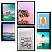 Set Di 6 Stampe Dipinto Decorativo Con Colori Vivaci Estivi Da Spiaggia Incorniciato Con Illustrazioni Di Design Per Le Pareti A3 & A4 Cornice Nera - Foto miniatura 1