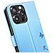 Custodia A Portafoglio Per Iphone 16 Pro Max Premium Design Fiori Farfalla, Blu Chiaro - Foto miniatura 2
