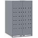 Copribidone con Ruote per 3 Bidoni Grigio 207x79x117cm Acciaio - Foto miniatura 4