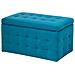 Pouf Ottomano Con Contenitore In Tessuto Blu Marino Michigan - Foto miniatura 17