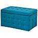 Pouf Ottomano Con Contenitore In Tessuto Blu Marino Michigan - Foto miniatura 15
