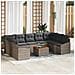 Set Divano da Giardino da 10 Pezzi con Cuscini Grigio Polyrattan Acacia - Foto miniatura 2