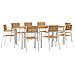 Set da Pranzo da Giardino  9 Pezzi in Teak Massello, Tavolo da Pranzo Outdoor  200x90x74.5 cm in Teak Massello, Sedie da Giardino Impilabili  4 pz in Teak Massello e Metallo - Foto miniatura 1