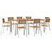 Set da Pranzo da Giardino  9 Pezzi in Teak Massello, Tavolo da Pranzo Outdoor  200x90x74.5 cm in Teak Massello, Sedie da Giardino Impilabili  4 pz in Teak Massello e Metallo - Foto miniatura 3