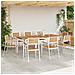 Set da Pranzo da Giardino  9 Pezzi in Teak Massello, Tavolo da Pranzo Outdoor  200x90x74.5 cm in Teak Massello, Sedie da Giardino Impilabili  4 pz in Teak Massello e Metallo - Foto miniatura 4