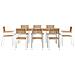 Set da Pranzo da Giardino  9 Pezzi in Teak Massello, Tavolo da Pranzo Outdoor  200x90x74.5 cm in Teak Massello, Sedie da Giardino Impilabili  4 pz in Teak Massello e Metallo - Foto miniatura 7
