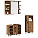 Set Mobili da Bagno 3 pz Legno Antico in Legno Multistrato - Foto miniatura 2